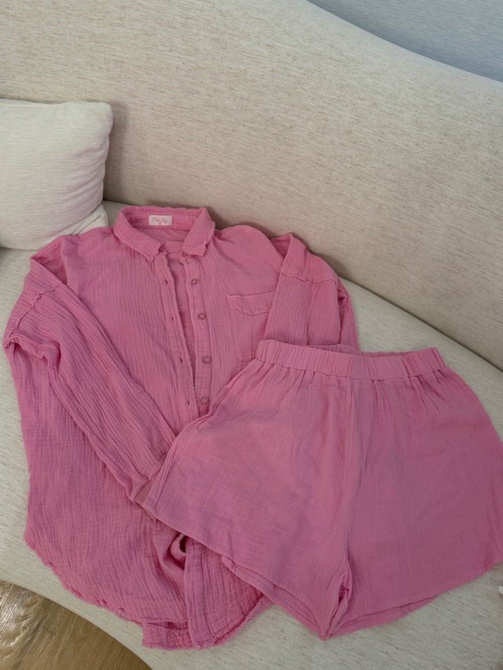 Pink Lily Soft Pink Gauze long sleeve and short set - size XS